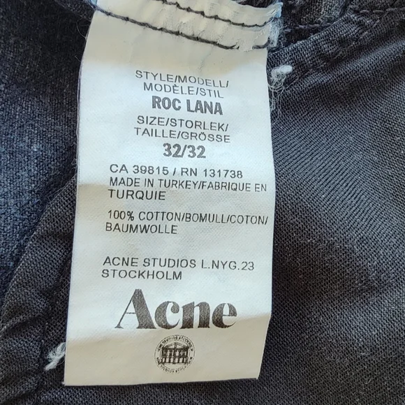 Acne Black Slim Jeans 32" Waist Roc Lana - Picture 5 of 5